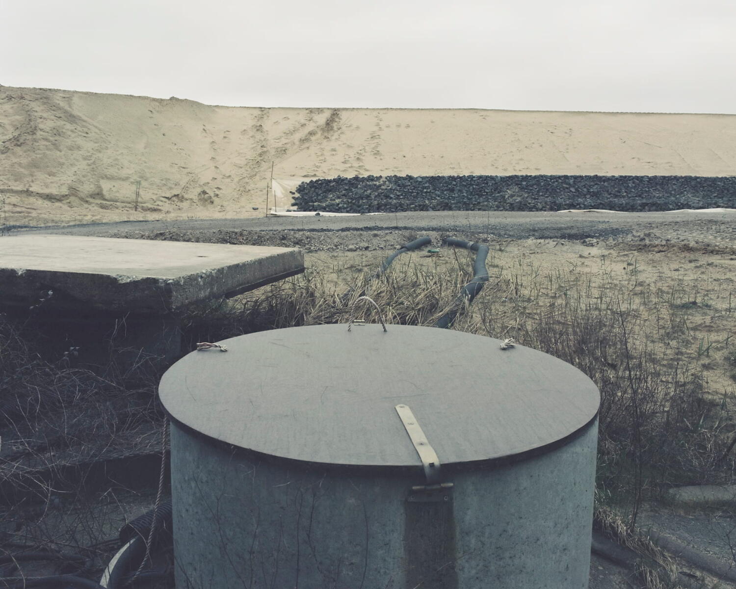 Rundtank auf einer Baustelle.